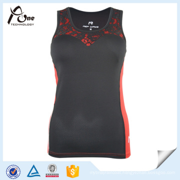 Red Black Race Tank Tops Womens Fitness Wear